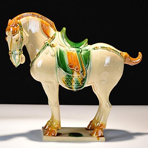 LUOYI TRICOLORChinese Ceramic Horse 36cm high Glazed Ceramics Ancient Chinese Culture Chinese Style (White)