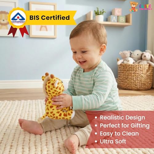 Image of ELITE CREATIONS Cute Giraffe Soft Toy 14 cm | Small Plush Giraffe Stuffed Animal | Soft Cuddly Toy for Kids Boys Girls | Baby Toy Gift Birthday Return Gift