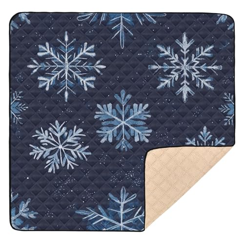 BOESI Graffiti Snowflake Pattern Baby Play Mat, 50“ X 50” Washable Folding Crawling Mat, Baby Floor Mat, Soft, Thick, Non-Slip