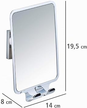 Wenko Quadro Wall Mirror with Vacuum-Loc ABS Silver 14 x 8 x 19.5 cm