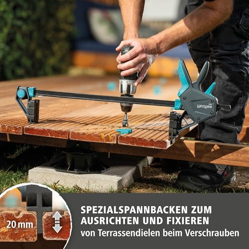 wolfcraft Terrassenbau-Set PRO, 11-tlg. - Das Komplettset für schnelle, effektive und gleichmäßige Montage von Terrassendielen - 6970000