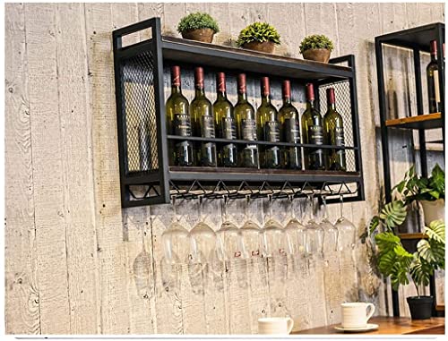 Soporte para botellas de vino de hierro montado en pared 100x20x55cm miniatura 6