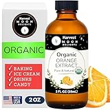 Organic Orange Extract for Baking, Ice Cream, Drinks, and Candy - 2 oz - Water-Soluble - By Harvest Moon Delights - Pure Orange Extract, Flavoring, Flavor