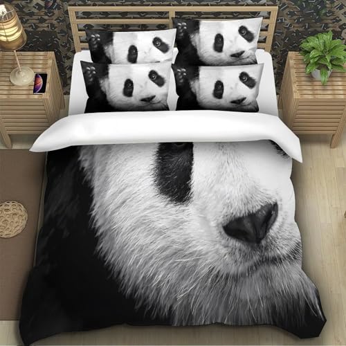 Housse de couette panda 3D en microfibre lit simple 135x200
