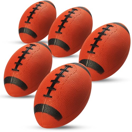 6-Inch Mini Footballs for Kids (Pack of 5) - Inflatable PVC Football Toys for Boys & Girls with Hand...