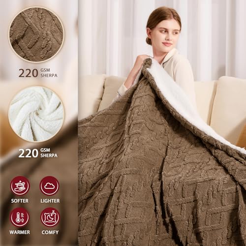 JKMAX Heated Electric Blanket Full Size-72"x84" Heating Blanket with 10 Heating Levels & 5 Time Settings Over-Heat Protection,Winter Warmer for Adults with ETL Certification(Beige)