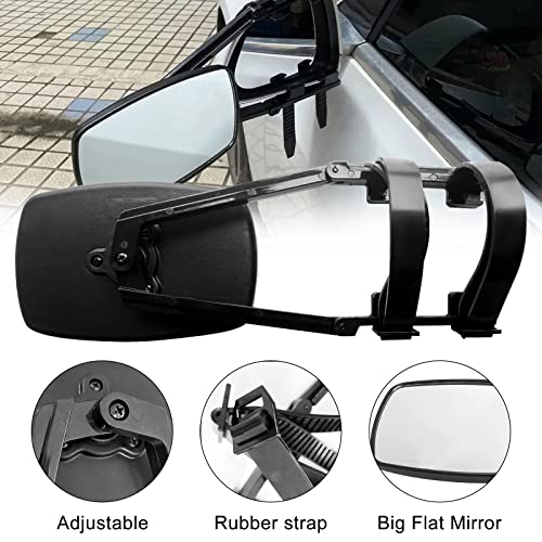 Universal Clip-on Towing Mirrors Extended Mirrors for Towing 360 Degree Rotation Adjustable Towing Mirror for Vehicle Car Truck Trailer, Black, 2 Pieces