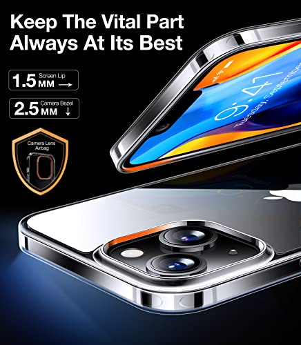 Torras Diamond Clear Designed For Iphone 14 Case [Never Yellowing] [Military Grade Anti-Drop] Hard Pc Back Flexible Bumper Shockproof Protective Slim Phone Cover 6.1 Inch, Clear #TOP2