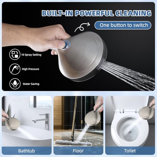 Image of Metal Rain Shower Head with Handheld, 10 inch High-Pressure Showerhead,10-Mode