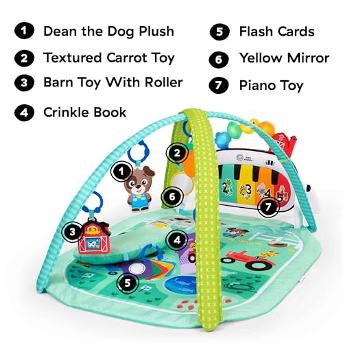 Baby Einstein Farm Explorers 4-in-1 Kickin’ Tunes Musical Meadow Music & Language Discovery Gym, Play Mat with Kick Piano, Ages 0 Months and Up