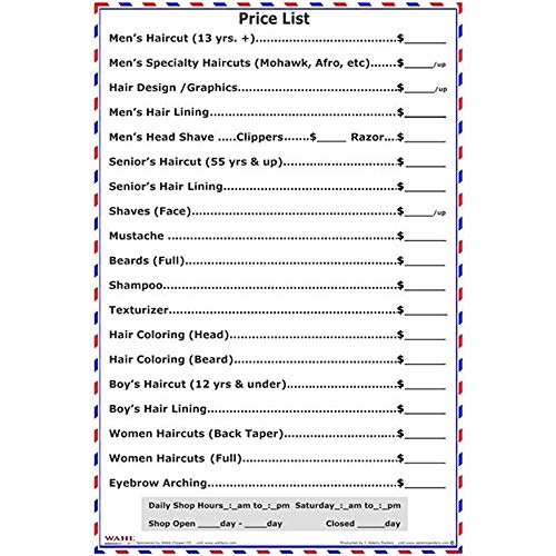 2010BPL Double Sided Barber Poster Price List