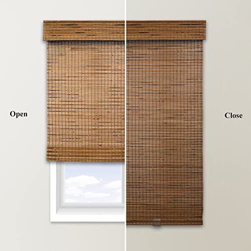 Chicology Bamboo Roman Shades / Wood Window Blind, Bamboo, Privacy - Treehouse, 36"W X 64"H #TOP4