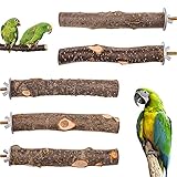 Bird Perch 5 PCS Parrot Stand Natural Wood Branch Platform Paw Grinding Stick Toys Cage Accessories...