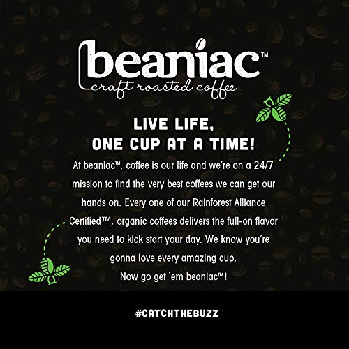 Beaniac Organic Kickstarter 100% Colombian | Medium Roast, Single Serve Coffee K Cup Pods | Rainforest Alliance Certified | 30 Compostable, Plant-Based Coffee Pods | Keurig Brewer Compatible #TOP6