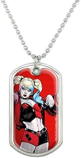 GRAPHICS & MORE Harley Quinn Character Military Dog Tag Pendant Necklace with Chain
