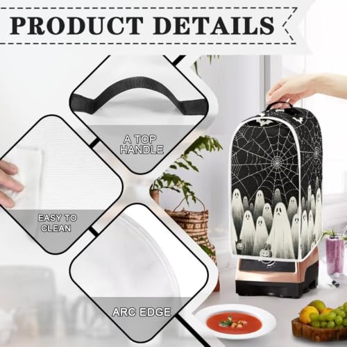 Image of Web Ghost Blender Dust Cover, Anti Fingerprint Polyester Stand Mixer or Coffee Maker Appliance Protector, Stain Resistant Blender Cover for Kitchen Appliance Cool Halloween Decor
