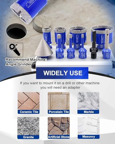 Image of SHDIATOOL Diamond Drilling Core Bits Set Chamfer Bits for Porcelain Tile Marble Ceramic Granite Milling Kit 5 /8 inch-11 10pieces