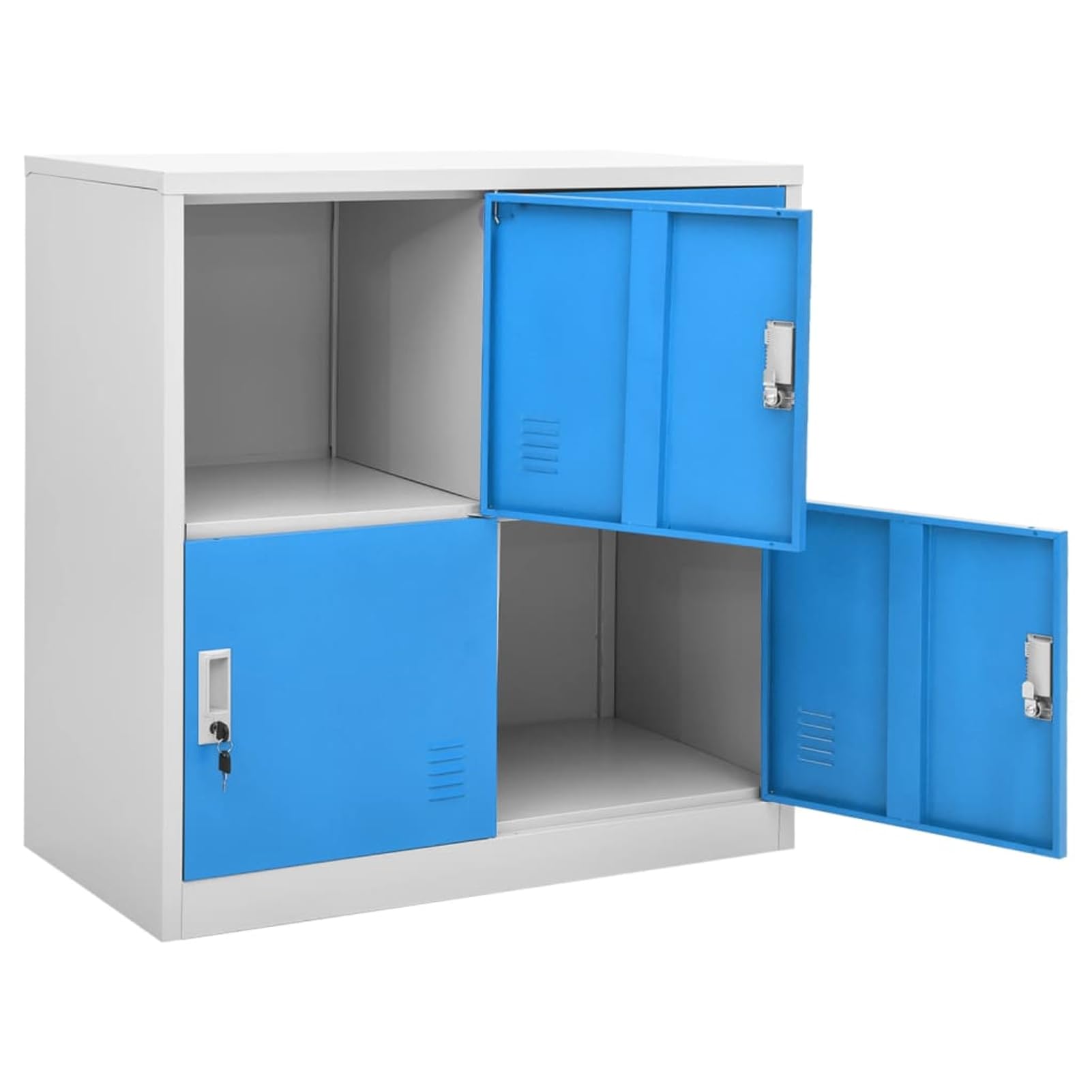 Rantry Schließfachschrank Hellgrau und Blau 90x45x92,5 cm Stahl Schließfächer Model336433