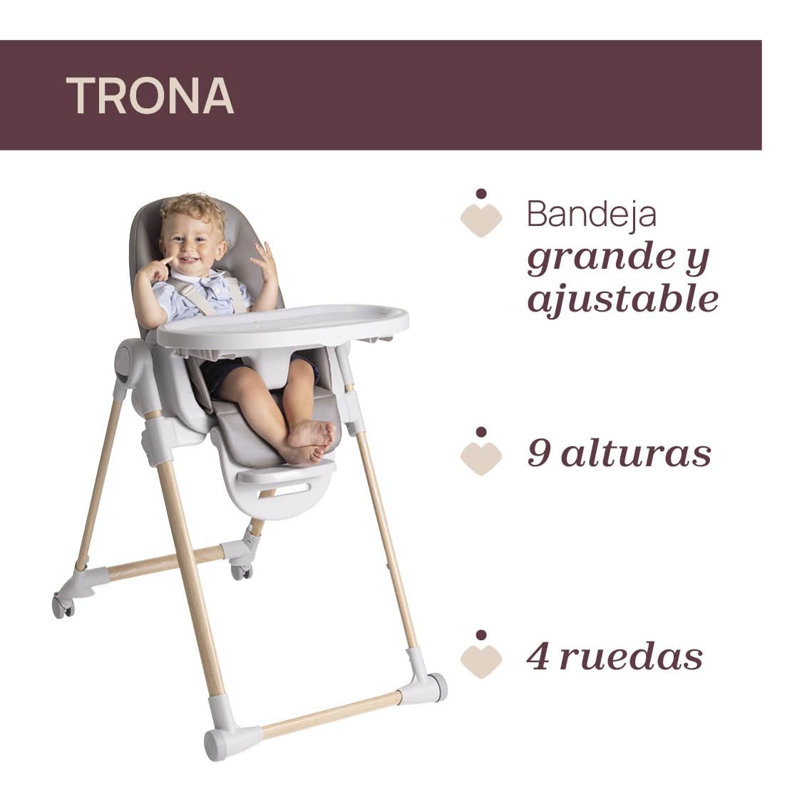 Chicco Polly Armonia Kinderhochstuhl für Babys von Geburt bis 40 kg, 9 Höhenstufen, klappbar, verstellbarer Fußstütze, Hochstuhl 3in1,Kompakt verstaubar, 4 Räder,mit neugeborenaufsatz, Braun | Verstellbare Liegefläche, Höhe und Fußstütze verstellbar, 4 Ro