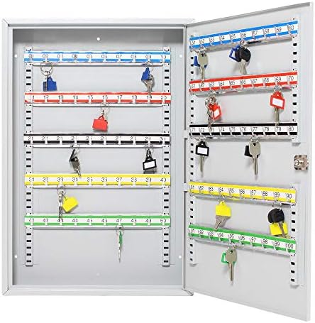 Rottner Large Key Cabinet Wall Mounted with Key Hooks - White (100 Keys)