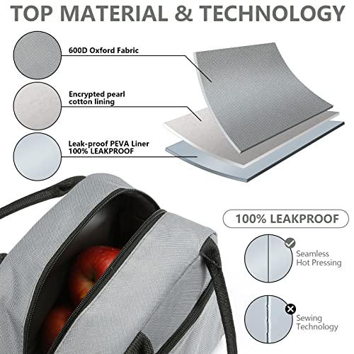 Lunch Bag Women Insulated Lunch Bag For Men Waterproof Lunch Cooler Bag Insulated Lunch Box For Women Portable Reusable Lunch Bag Two-Tone,With Adjustable Shoulder Strap For Many Occasions,Gray-Black #TOP1