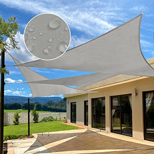 Image of Artpuch Waterproof Sun Shade Sail 11' x 19' x 22' Triangluar Light Grey Shade Canopy 90% UV Resistant for Outdoor Patio Garden Backyard WP01 Customizable