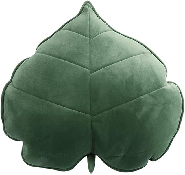 Leaf Pillow Decorative Throw Soft Cushion Plants Plush Toy Leaf Shaped Decor Throw Pillow Great for Bedroom Sofa Car Living Room Child Bed Dark Green