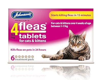 Johnsons 4fleas Tablets for Cats & Kittens, Starts Killing Fleas in 15min, 6 Tablets