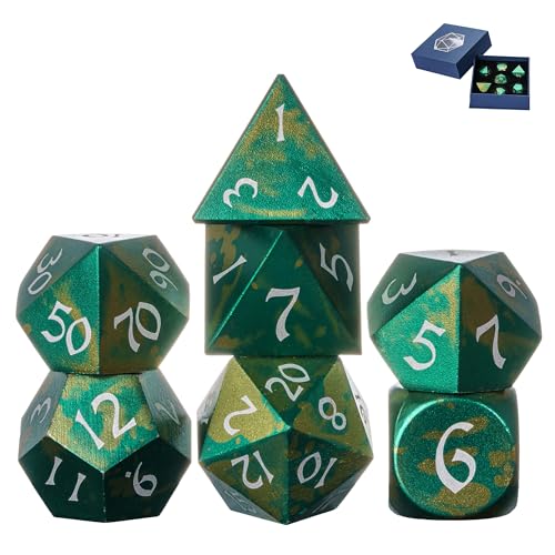 UDIXI Aluminum Metal Dice Set D&D, 7 Die RPG Metal DND Polyhedral Dice Set for Dungeons and Dragons Role Playing Games