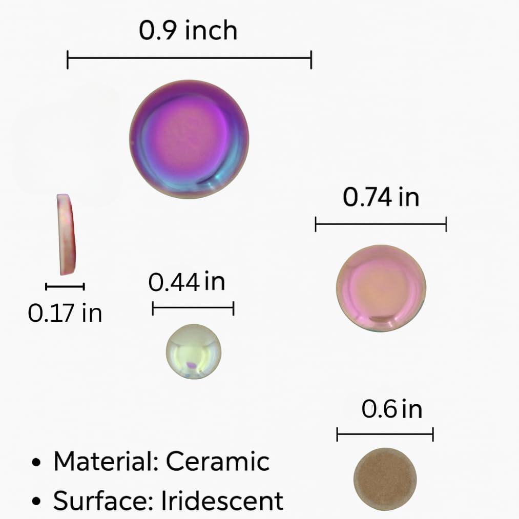 1.1 lbs Iridescent Ceramic Round Mosaic Tiles, 4 Sizes, Multi-Color Glossy Circles for DIY Craft, Backsplash, Home Decor, and Art Projects (Purple)