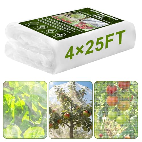 4×25 FT Garden Netting, Ultra Fine Mesh Pest Barrier, Plant Covers Row Cover for Vegetables Fruits Flowers, Greenhouse Raised Bed Screen Protect Plants from Birds Bugs