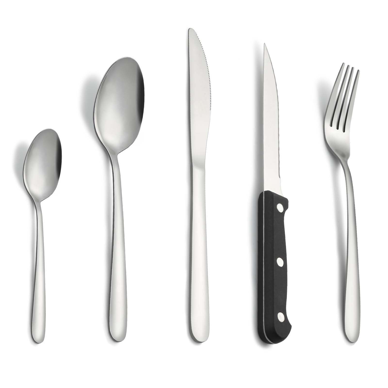 Set couverts de table inox Pleafind avec couteaux aiguisés robustes et durables
