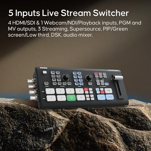 Osee GoStream Duet Kit All in One Pro Live Streaming Multi-Camera Video Mixer Switcher Recorder Player Kit 4 HDMI&SDI in USB-C I/O with 14 Inch Monitor Built-in DC-to-Type C Cable NDI(Free Activated)
