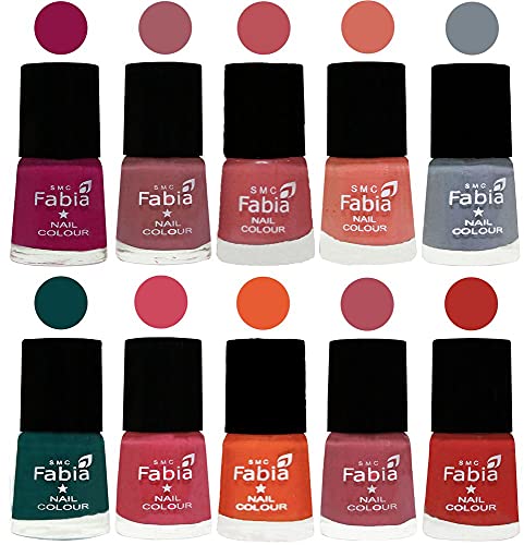 Image of ALL IN ONE (PACK OF 10), Long Lasting Glossy Nail Polish, 6 ml Each, All Vibrant Colours,01952