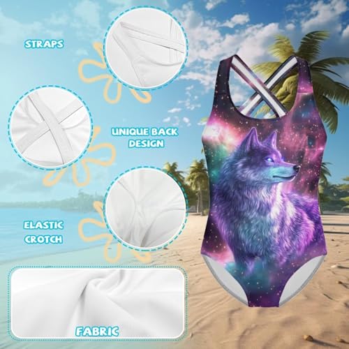 Image of Yzaoxia Girls' Swimwear One Piece Swimsuit for Kids Scoop Neck Bathing Suit Round Neck Swim Wear 5-14Y