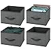 mDesign Organizadores para armarios en tela – Cajas de tela para ordenar armarios con diseño texturizado – Cajas organizadoras para ropa, mantas, accesorios y más – Juego de 4 – gris y negro
