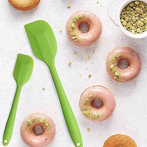 Image of Baskety Food Grade Silicone Rubber Spatula Set Non-Stick Kitchen Utensils for Baking, Cooking & Mixing (Green)