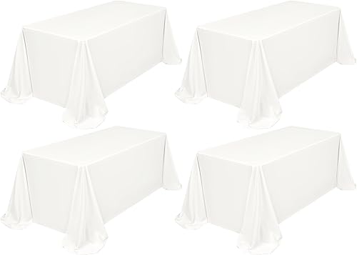 Miniatura 272 de Paquete de 8 manteles redondos blancos de 90 pulgadas, manteles redondos de poliéster lavables para mesa de tela decorativa resistente a