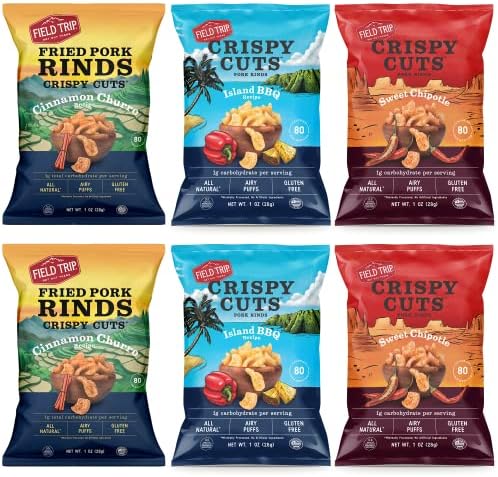 Field Trip Pork Rinds Variety Pack, 3 Flavors, 1oz, 6 Pack