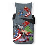 Jay Franco Kids Marvel Avengers Juego de Funda nórdica - Ropa de Cama Supersuave con Funda de Almohada, Solo Funda, edredón no Incluido, Gris, 2 Piezas, Individual