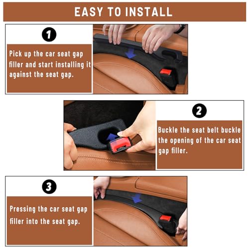 2 Pack Gap Filler For Car Seat,Leather Car Seat Gap Plug Black, Universal Fit Car Truck Suv Accessories To Block The Gap Between Seat And Console Stop Cellphone, Wallet, Keys, Coins From Dropping