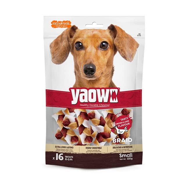 Yaowo DogsNCats All Natural Dog Rawhide Bones with Chicken Inside, 100% Digestible & Durable, Promotes Healthy Teeth Strong Bones and Joints, 2.5` Braid 220gm (Pack of 18) Sold by DogsNCats (B08WPY72R4) Amazon Price History, Amazon Price Tracker