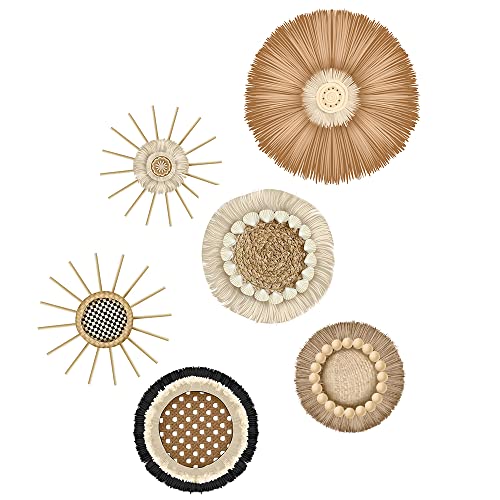 Nitcan Beautiful Wall Basket Stickers For Modern Boho Decor Set Of 6,Peel & Stick Wall Sticker Art, Round Boho Coastal And Farmhouse Wall Decor Rustic Nature Room Decoration #TOP1