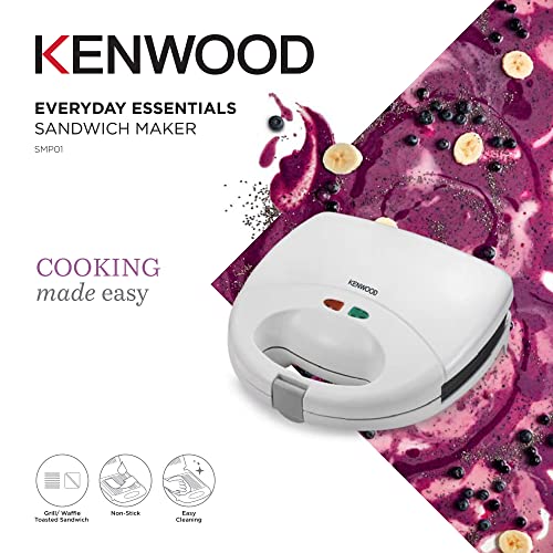 Kenwood 2-in-1 Sandwich Maker & Grill with 2 Sets of Non Stick Multifunctional Plates for Grilling and Toasted Sandwiches SMP01.A0WH White,
