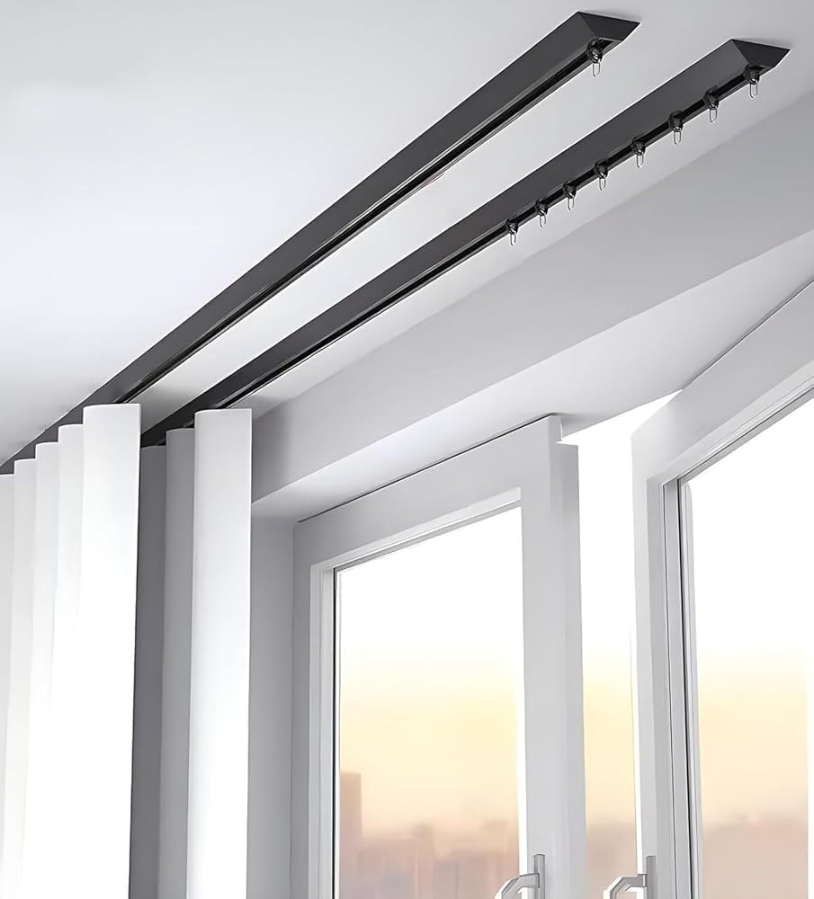 GLDYTVF Ceiling-Mounted Curtain Rail 4.5M Strong Room Divider & Shower Curtain Track Sliding Curtain Rods for RV Black Color& Versatile Design