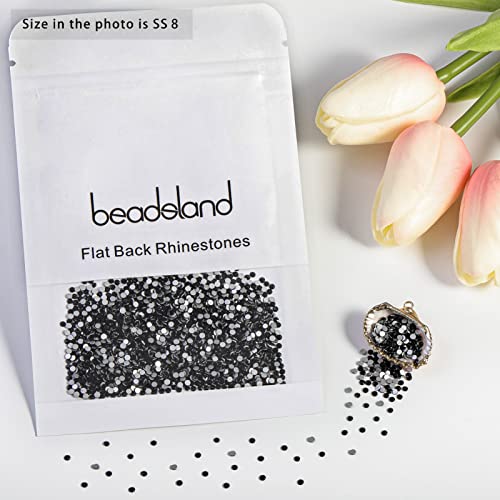 Image of Beadsland 2880pcs Flat Back Crystal Rhinestones Round Gems for Nail Art and Craft Glue Fix,Black,SS8,2.3-2.5mm | Flatback Glass Gems, 2.3-2.5mm, for Nail Art Craft, Glue Fix