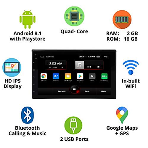 Image of Auto Snap 9 Inch Full HD 1080 Touch Screen Double Din Player Android 12 Gorilla Glass IPS Display Car Stereo with GPS /Wi-Fi /Navigation /Mirror Link Compatible for Corolla 2017