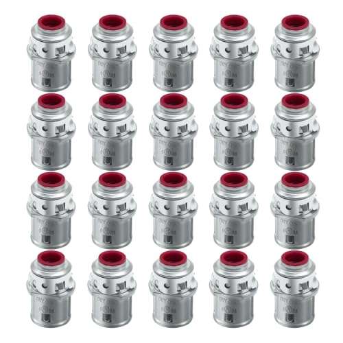 3/8 Snap-in MC Connector (20 Pack) - Zinc Metal-Clad Cable Connector for Steel & Aluminum MC/AC Cable Fits 1/2 Knockout Electrical Conduit Fitting