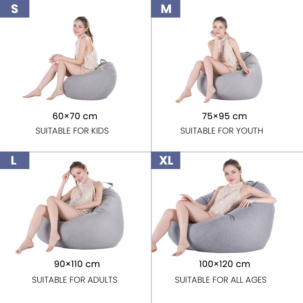 Copertura per Poltrona a Sacco, Chickwin Pouf Portaoggetti per Bambini e Adulti, per Interni e Esterni, Senza Imbottitura, Sedia da Gaming Sedia da Giardino (Azzurro,XL)