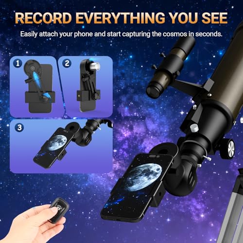 Image of NACATIN Astronomy Telescope for Adults & Professionals, 90mm Aperture 1000mm with Dual Slow-Motion Rods - for Ultra-Smooth & Precise Tracking, Telescope for Adults high Powered for Moon & Planets
